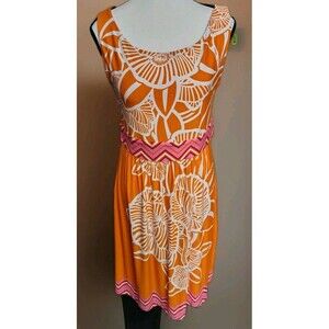 Olian Maternity Dress Size S Orange Floral Sleeveless NEW
